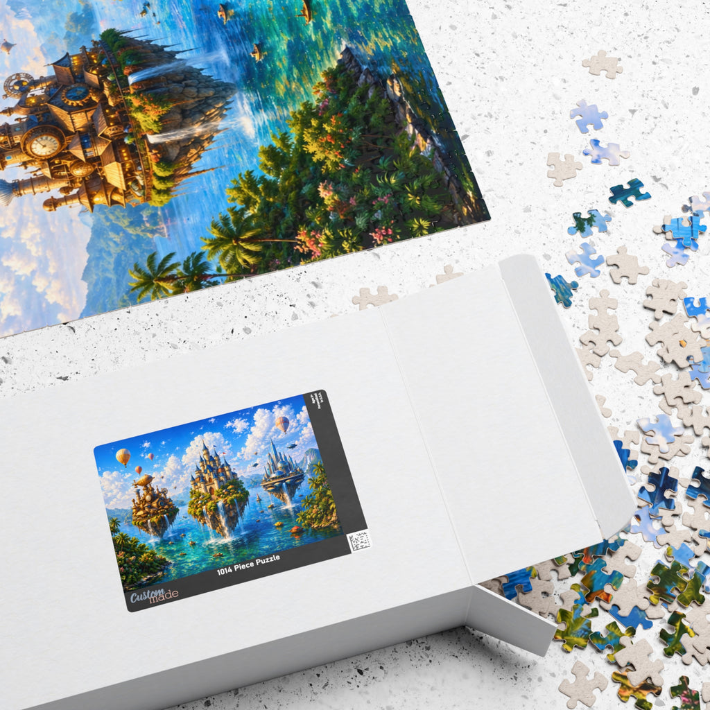 Floating Islands Puzzle – 500 Piece Jigsaw Puzzle, Fantasy Castle Landscape Puzzle, Relaxing Escape Puzzle
