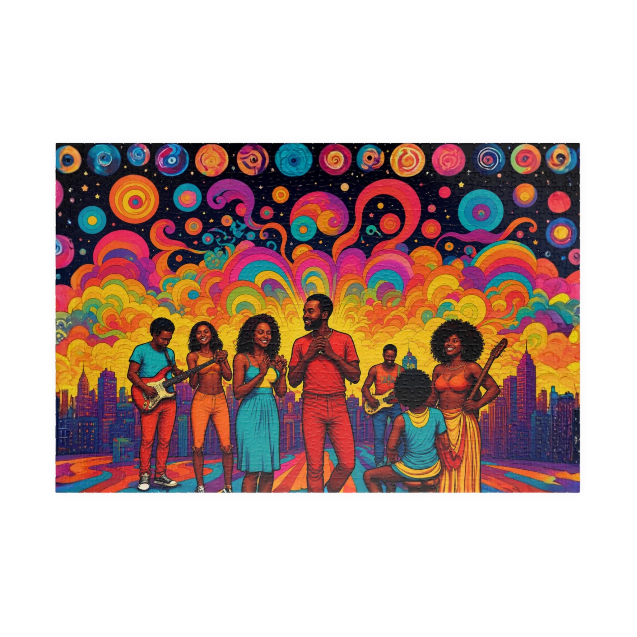 Music Art Puzzle 500 Piece Colorful Band Puzzle, Creative Abstract Puzzle for Adults