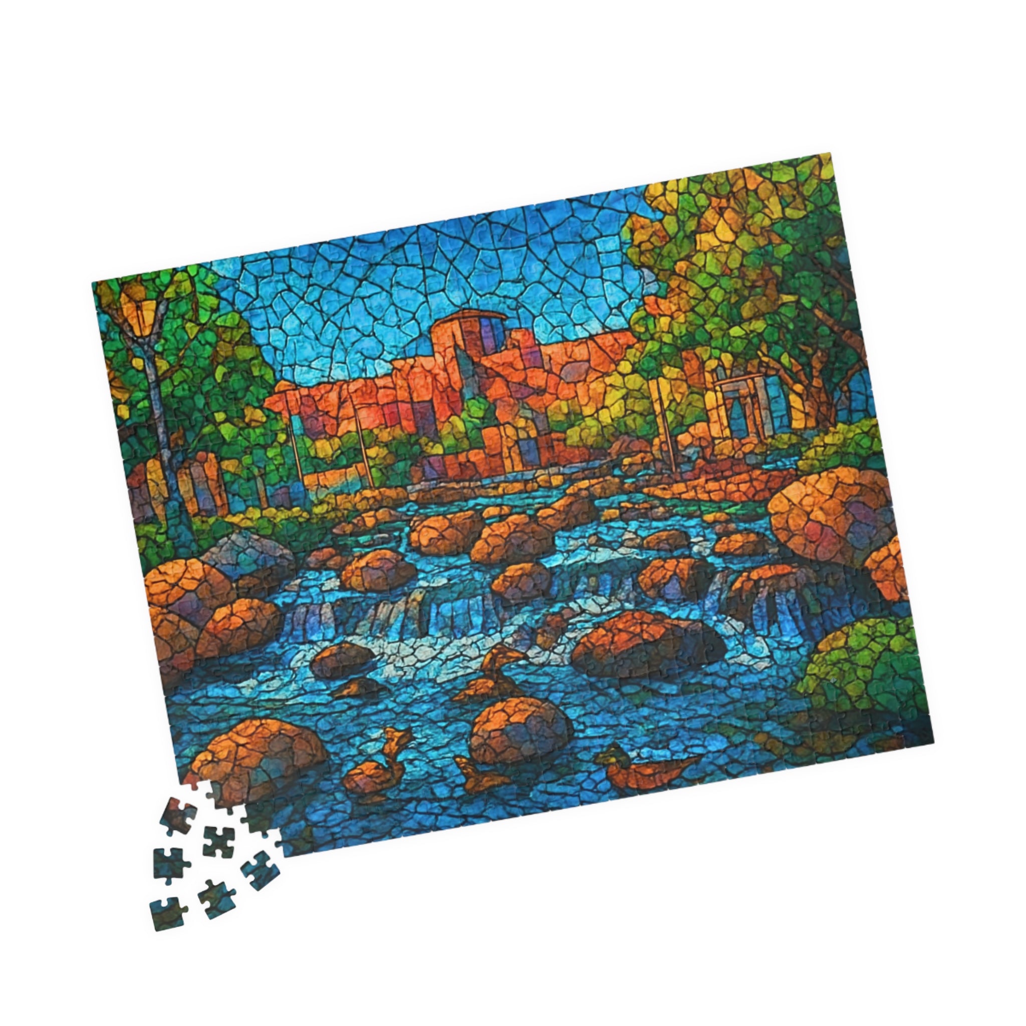 Stone River Puzzle 500 or 1000 Piece Nature Landscape Puzzle, Colorful Scenic Puzzle