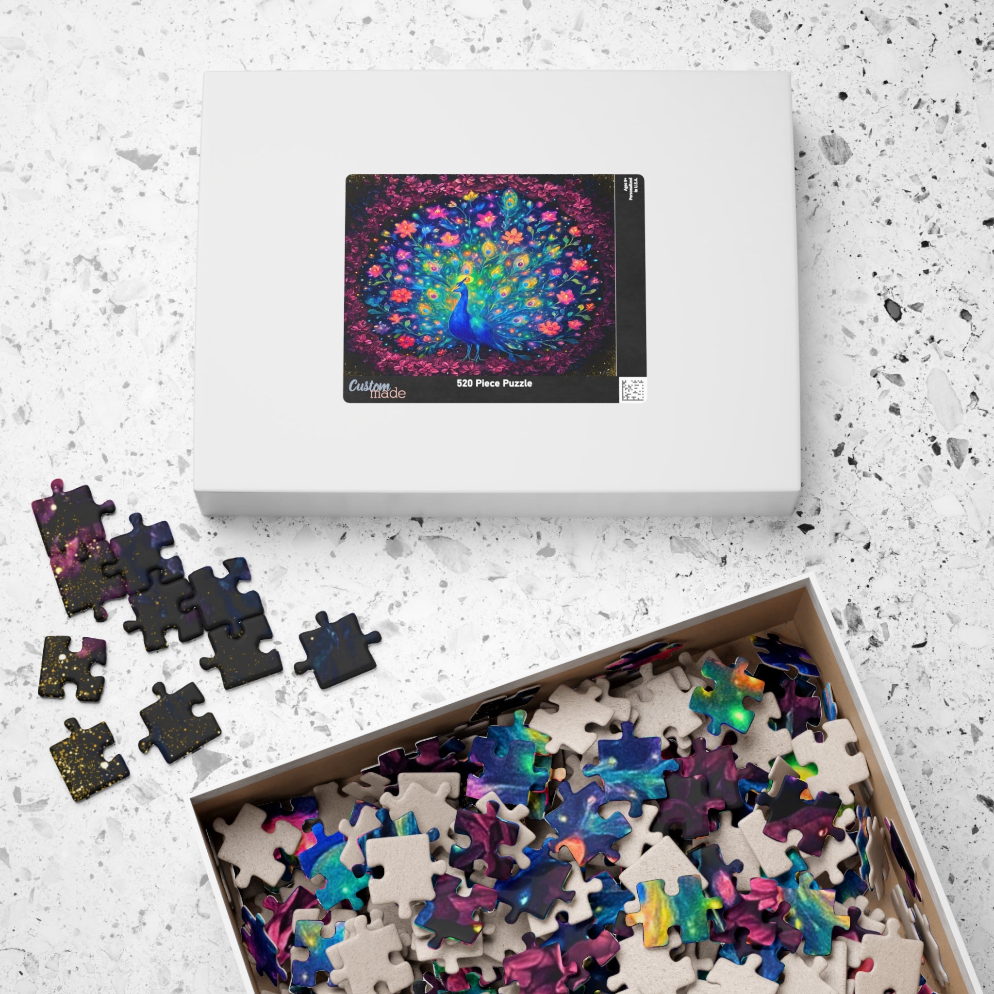 Peacock Jigsaw Puzzle 500 or 1000 Piece Colorful Bird Puzzle, Vibrant Art Puzzle, Unique Gift for Adults