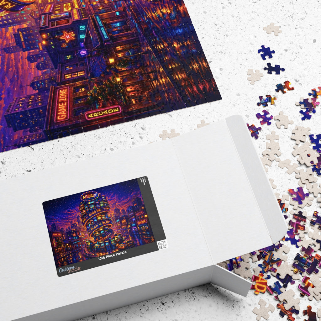 Retro Arcade Puzzle – Colorful 1000 Piece Jigsaw Puzzle for Adults, Neon Game Night Puzzle
