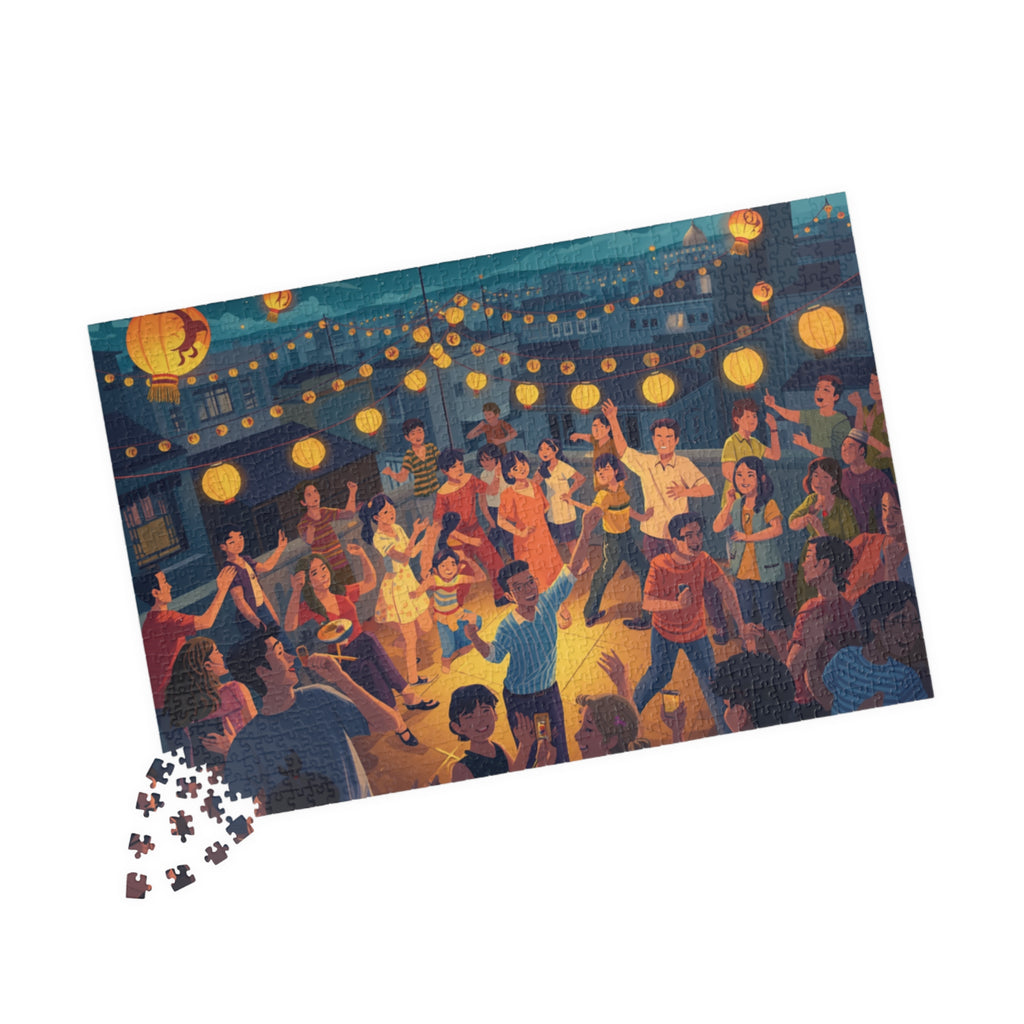 Lantern Festival Puzzle 500 or 1000 Piece Night Celebration Puzzle, Cultural Art Puzzle, Gift for Adults
