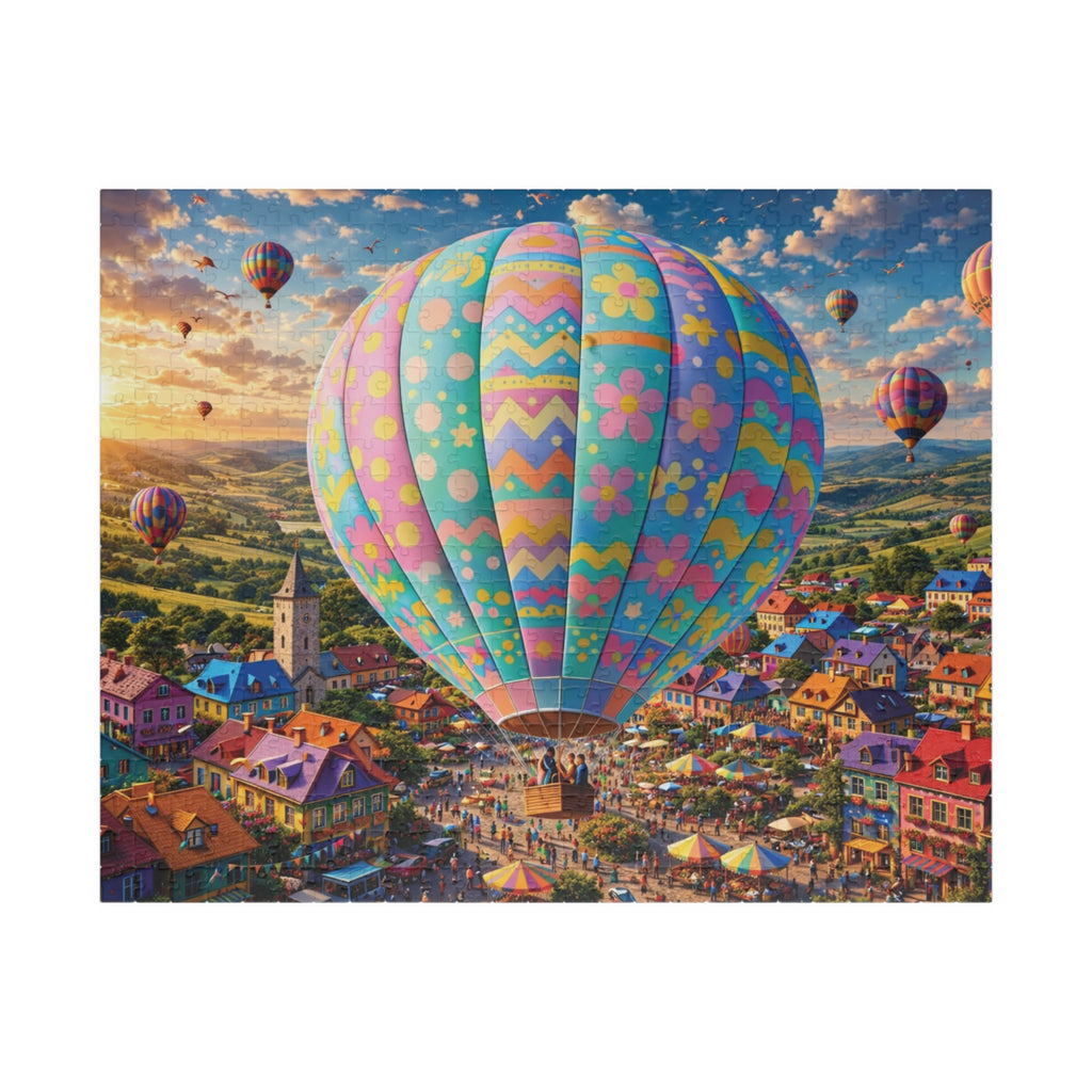Hot Air Balloon Puzzle 500 or 1000 Piece, Pastel Sky Landscape Jigsaw Puzzle, Dreamy Travel Art Puzzle
