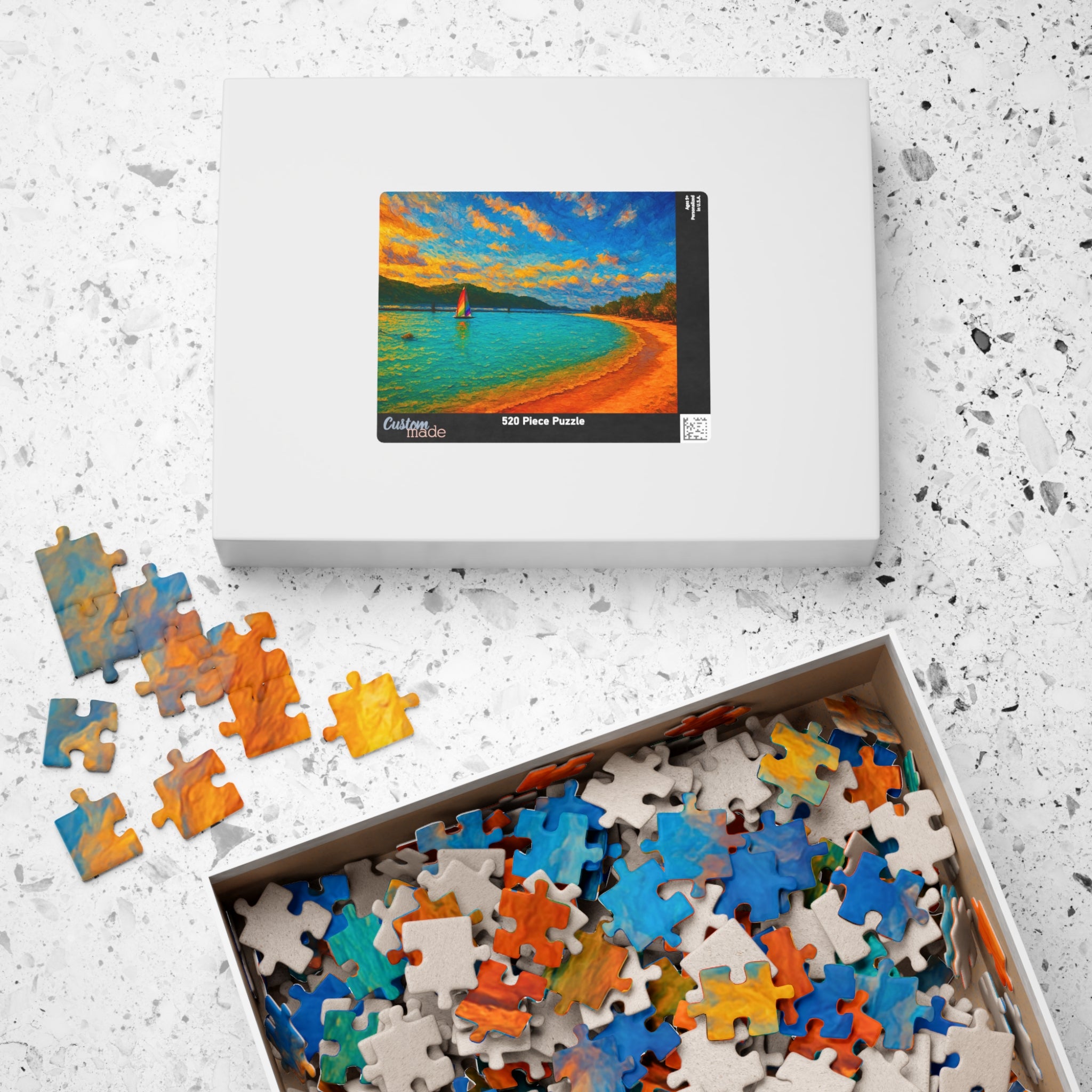 Abstract Landscape Puzzle 500 or 1000 Piece, Colorful Horizon Art Jigsaw Puzzle for Adults
