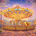 Carousel Jigsaw Puzzle 500 or 1000 Piece Vintage Fair Puzzle, Magical Amusement Park Art Puzzle