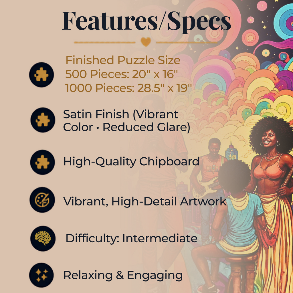 Music Art Puzzle 500 Piece Colorful Band Puzzle, Creative Abstract Puzzle for Adults