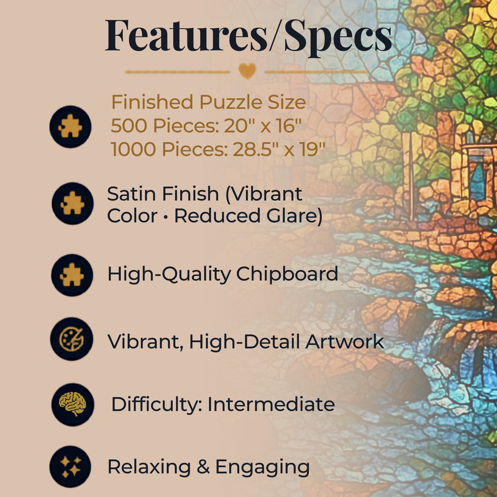 Stone River Puzzle 500 or 1000 Piece Nature Landscape Puzzle, Colorful Scenic Puzzle