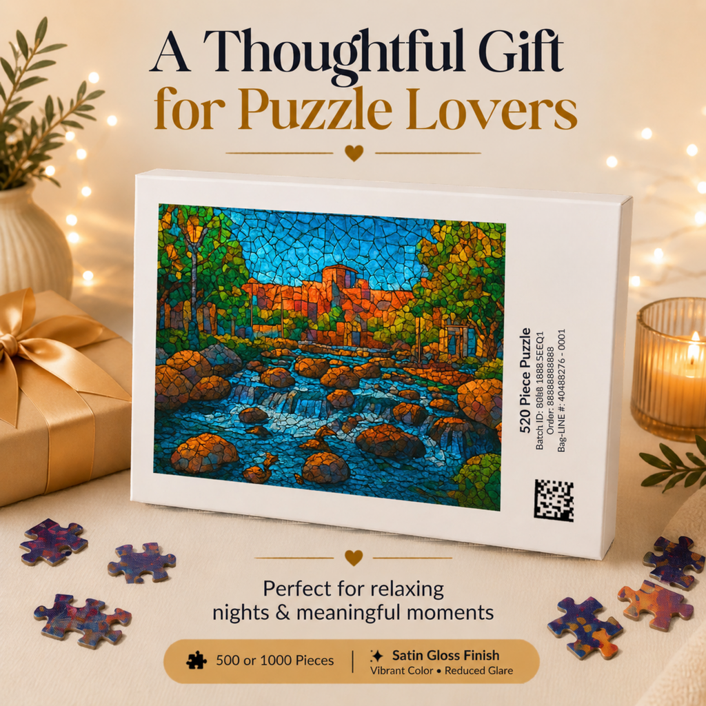 Stone River Puzzle 500 or 1000 Piece Nature Landscape Puzzle, Colorful Scenic Puzzle