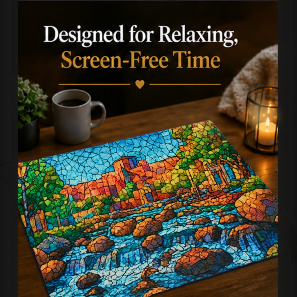 Stone River Puzzle 500 or 1000 Piece Nature Landscape Puzzle, Colorful Scenic Puzzle