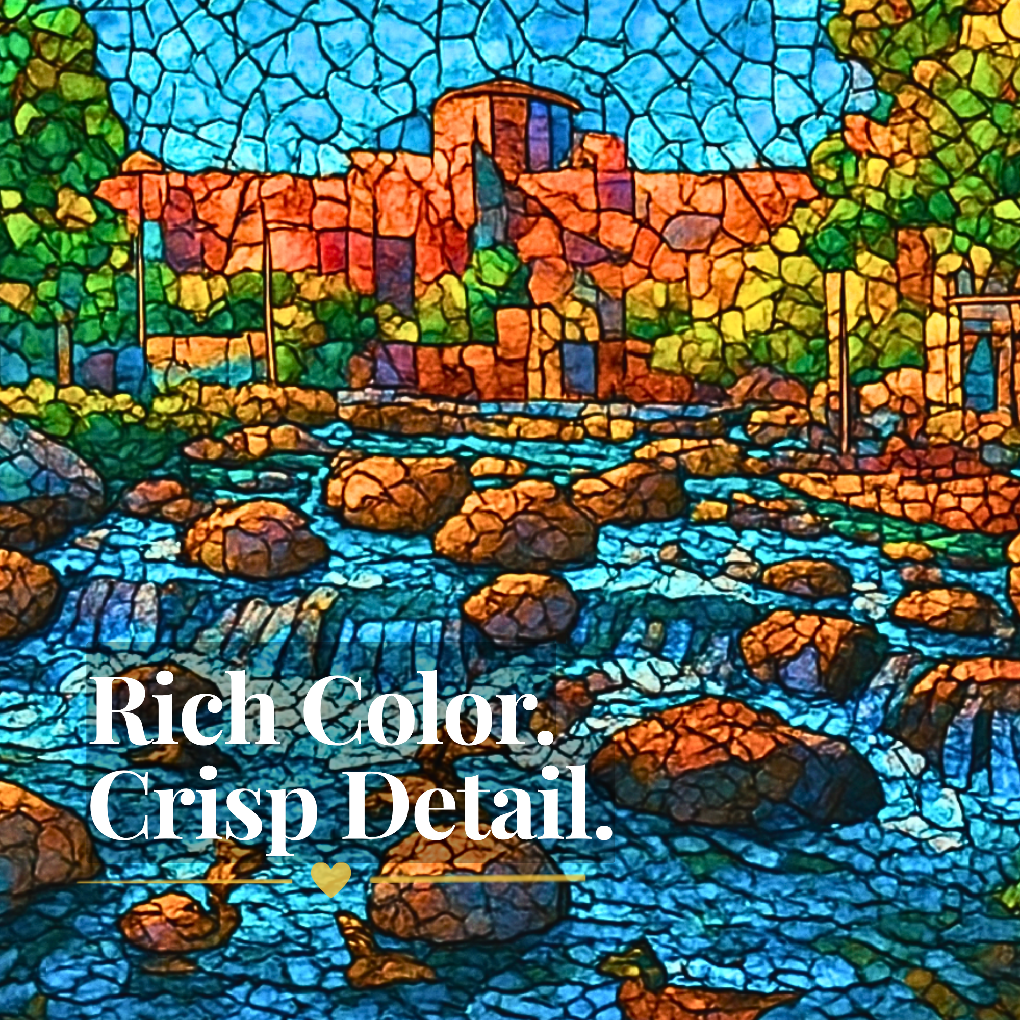 Stone River Puzzle 500 or 1000 Piece Nature Landscape Puzzle, Colorful Scenic Puzzle