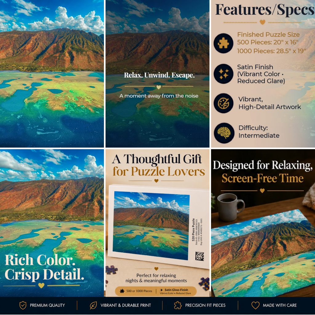 Tropical Ocean Puzzle 1000 Piece, Colorful Coral Reef Jigsaw Puzzle, Relaxing Sea Life Art, Landscape Puzzle
