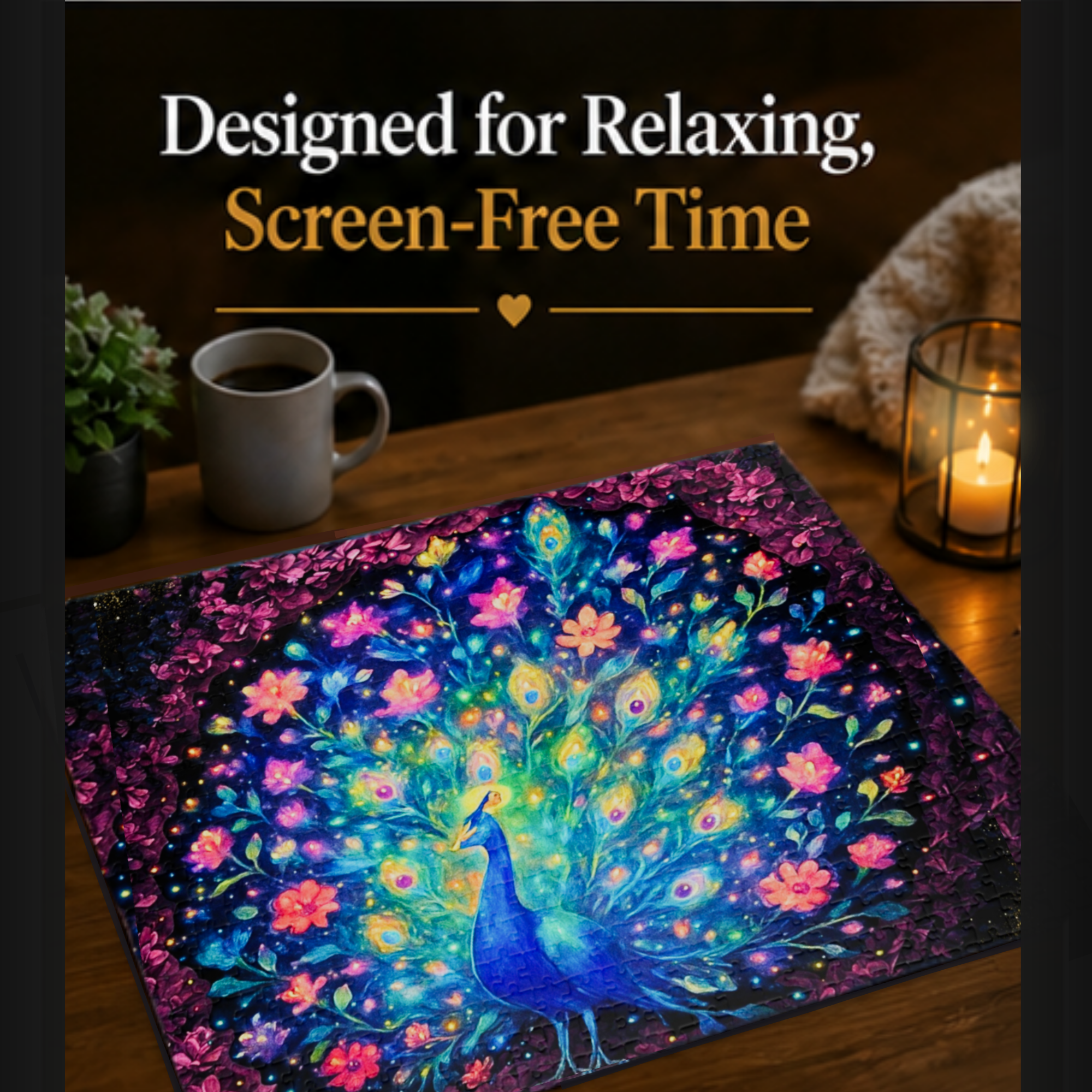 Peacock Jigsaw Puzzle 500 or 1000 Piece Colorful Bird Puzzle, Vibrant Art Puzzle, Unique Gift for Adults