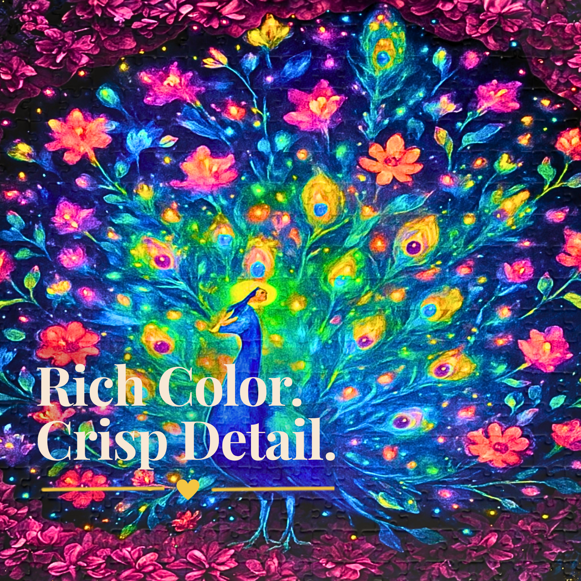 Peacock Jigsaw Puzzle 500 or 1000 Piece Colorful Bird Puzzle, Vibrant Art Puzzle, Unique Gift for Adults