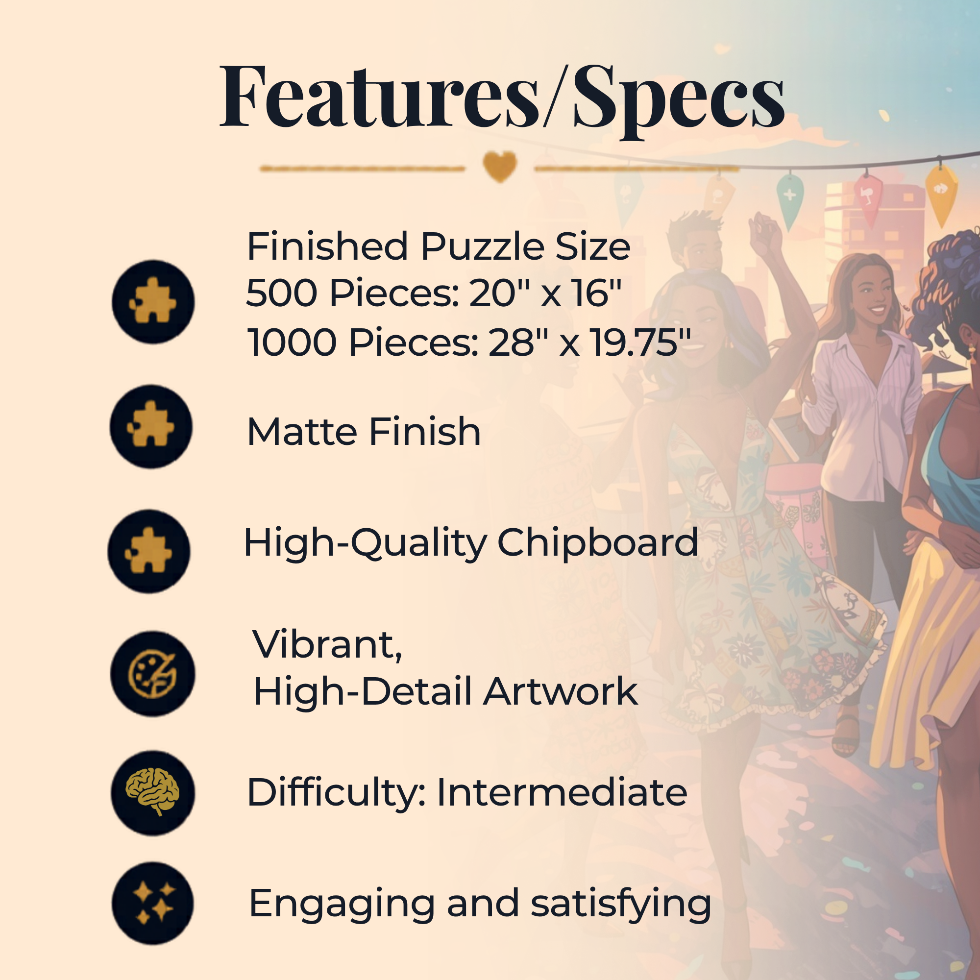 Sunset Rooftop Puzzle – 500 Piece Jigsaw Puzzle, Party Scene Puzzle, Colorful City Night Puzzle, Gift for Puzzle Lovers