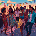 Sunset Rooftop Puzzle – 500 Piece Jigsaw Puzzle, Party Scene Puzzle, Colorful City Night Puzzle, Gift for Puzzle Lovers