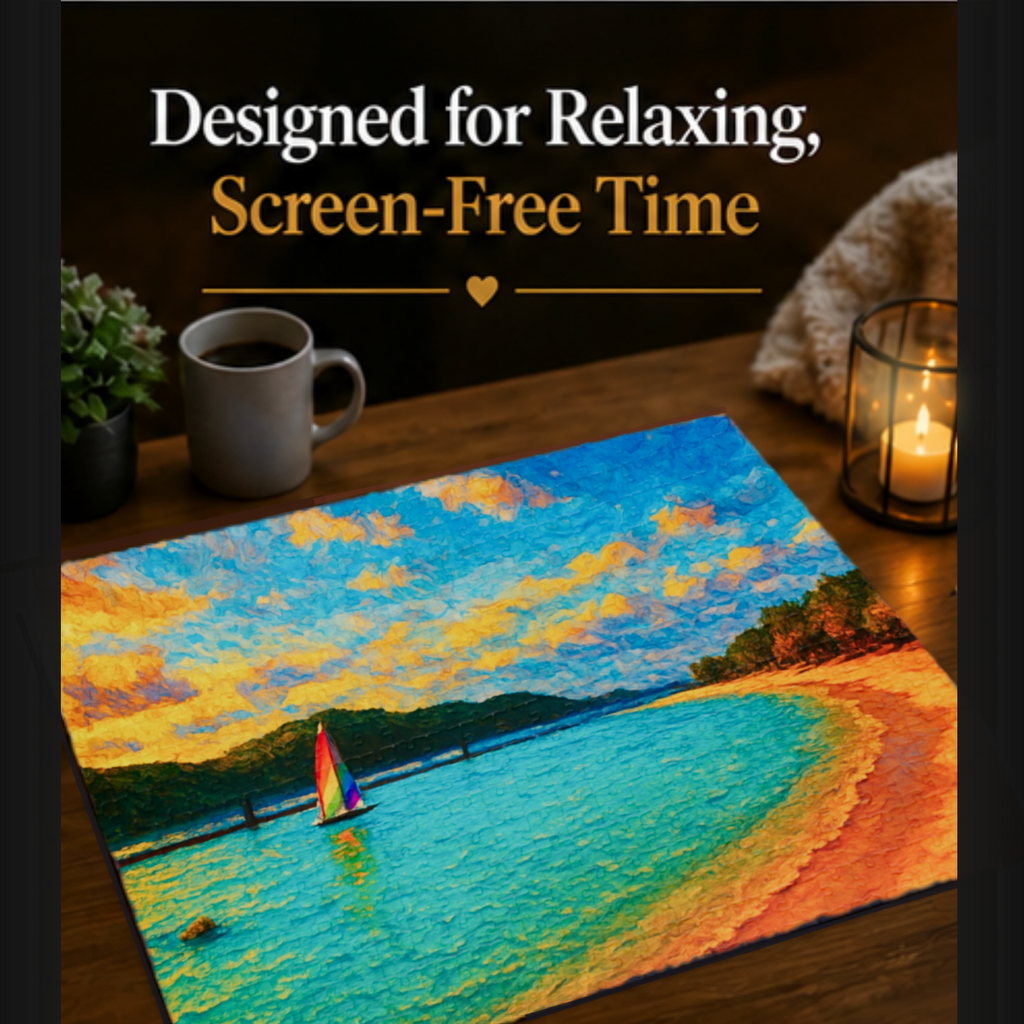 Abstract Landscape Puzzle 500 or 1000 Piece, Colorful Horizon Art Jigsaw Puzzle for Adults