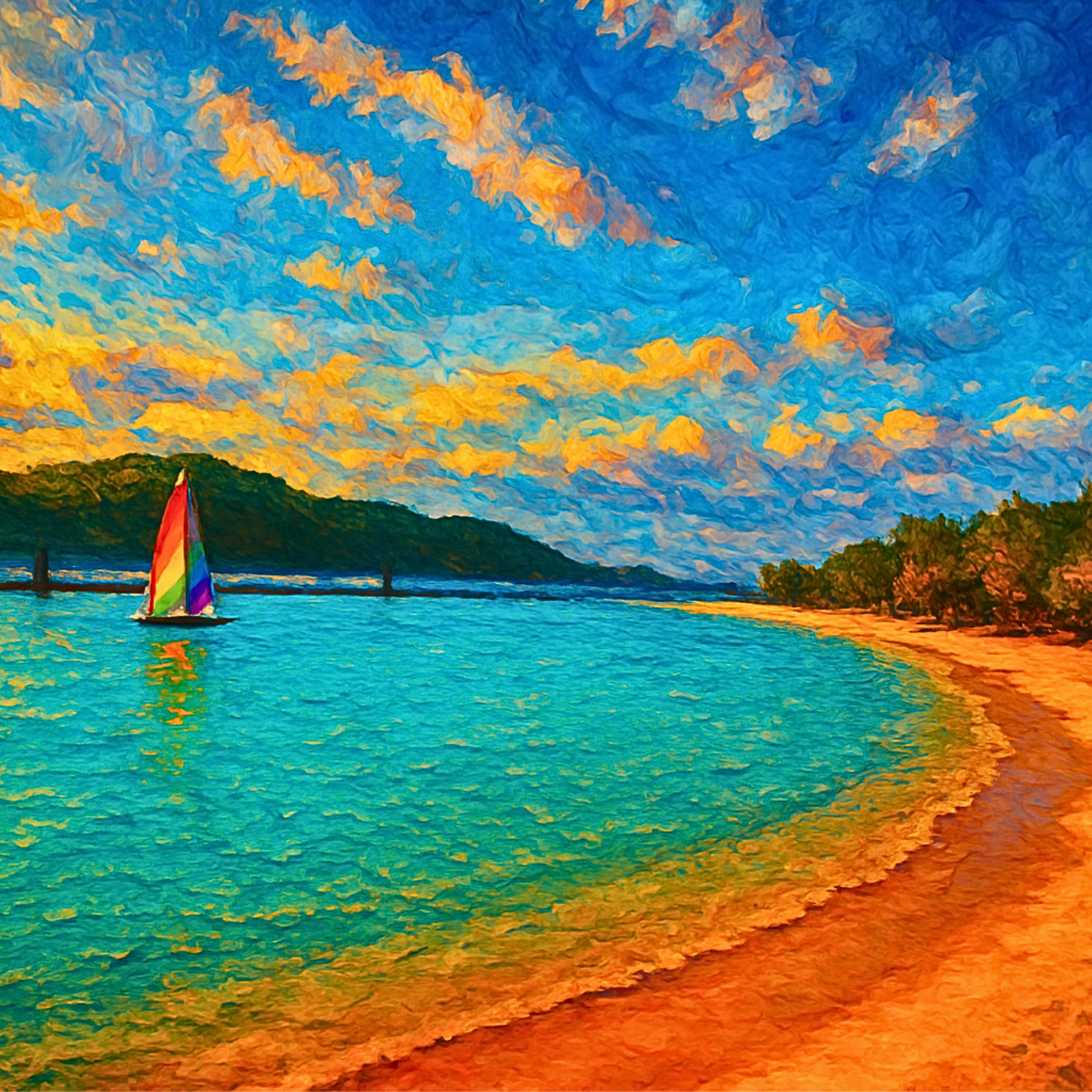 Abstract Landscape Puzzle 500 or 1000 Piece, Colorful Horizon Art Jigsaw Puzzle for Adults
