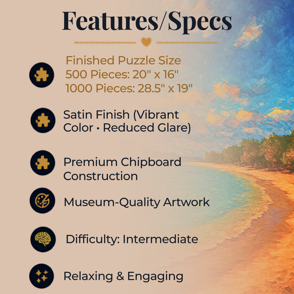 Abstract Landscape Puzzle 500 or 1000 Piece, Colorful Horizon Art Jigsaw Puzzle for Adults
