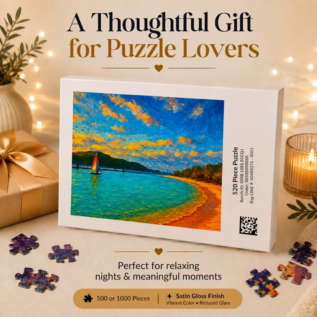 Abstract Landscape Puzzle 500 or 1000 Piece, Colorful Horizon Art Jigsaw Puzzle for Adults