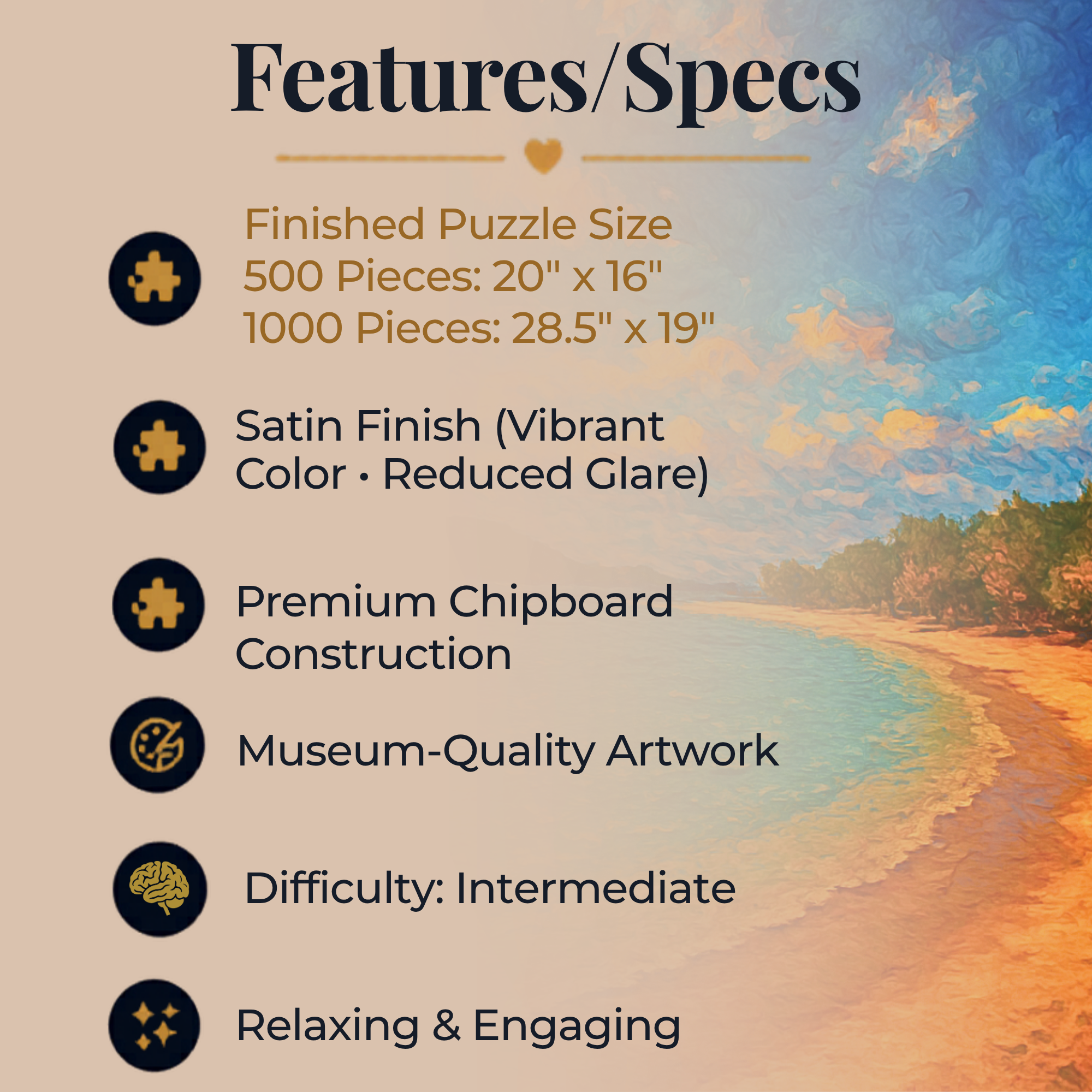 Painted Horizons Personalized Puzzle | Add Your Name or Special Message | Personalized Beach Puzzle | Retirement, Anniversary and Vacation Gift