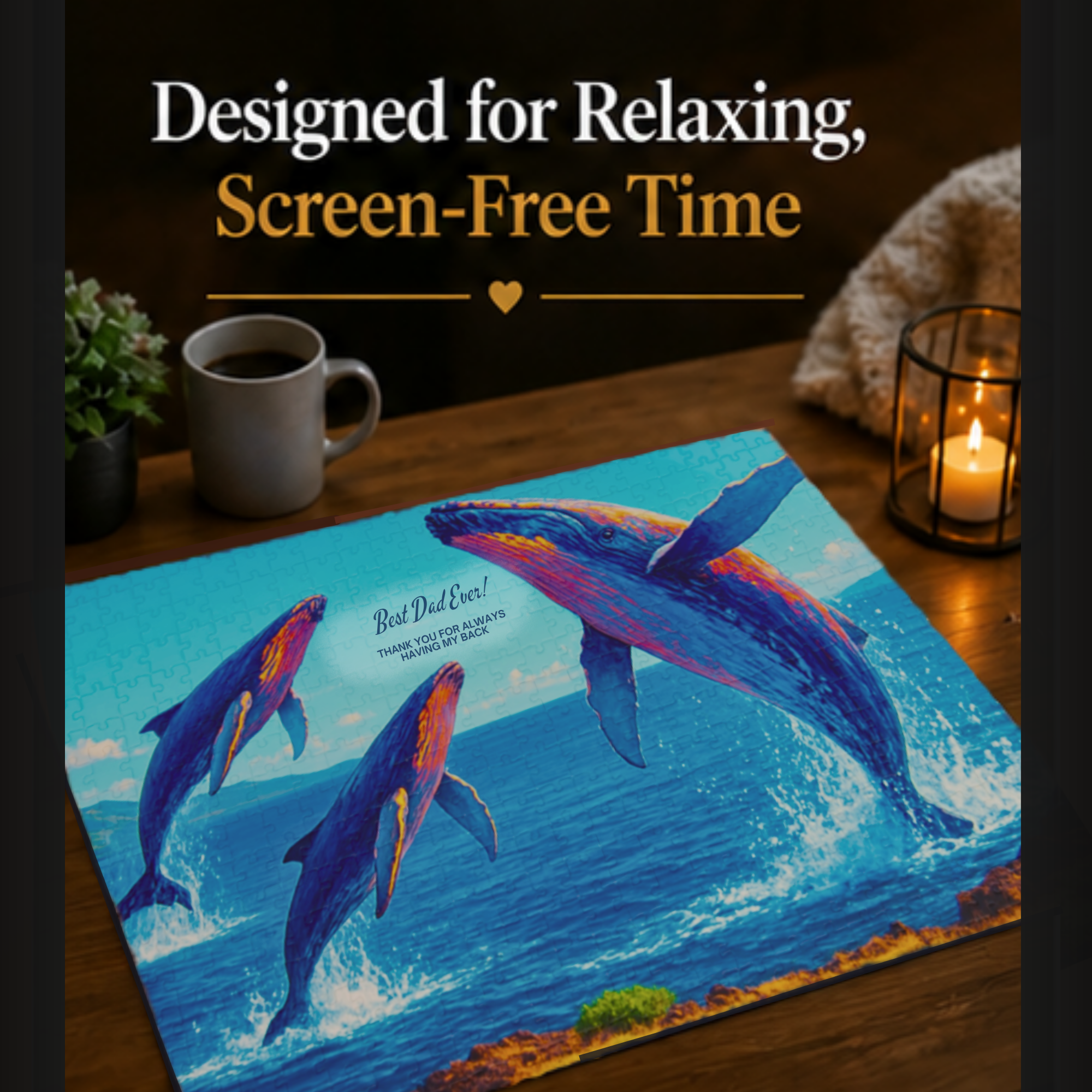 Ocean Giants Personalized Puzzle | Add Your Name or Special Message | Personalized Whale Puzzle | Family, Anniversary, Retirement & Ocean Lover Gift