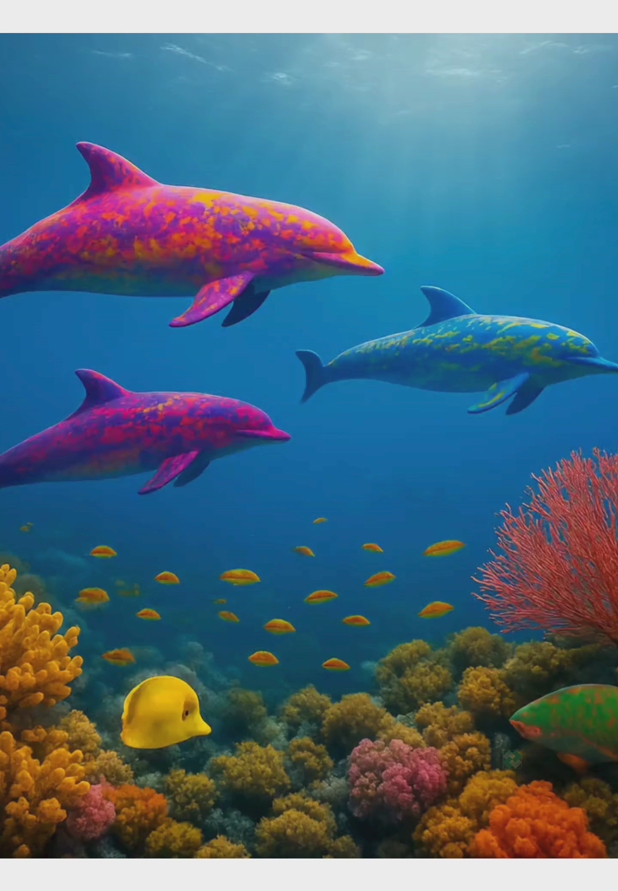Dolphin Jigsaw Puzzle 500 or 1000 Piece Ocean Reef Puzzle, Colorful Sea Life Puzzle, Gift for Adults